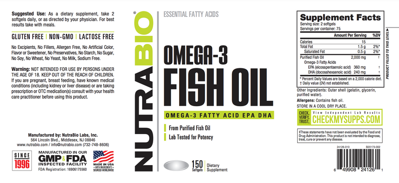 Omega 3 Fish Oil - 150 Softgels