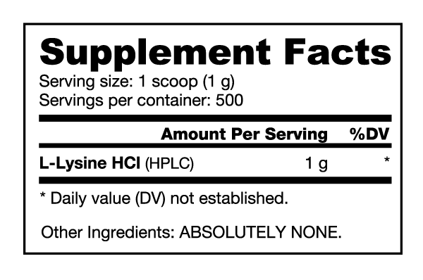 L-Lysine Powder - 500 grams 