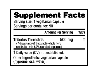 Tribulus Terrestris - Testosterone Booster - 90 Vegetable Capsules