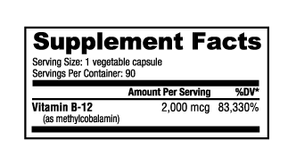 Vitamine B-12 (2000mcg) - 90 gélules végétales