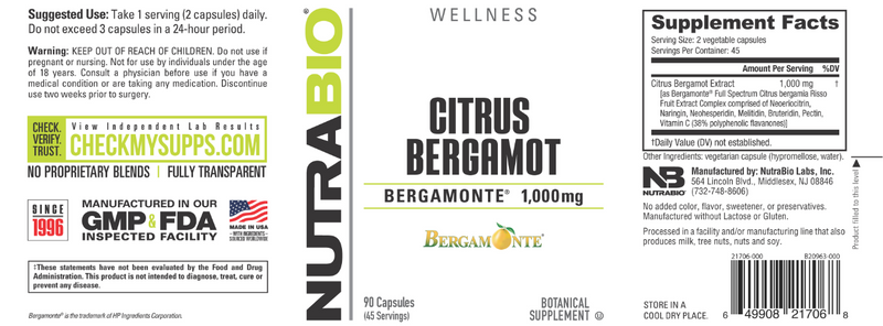 Citrus Bergamot - 90 Vegetable Capsules
