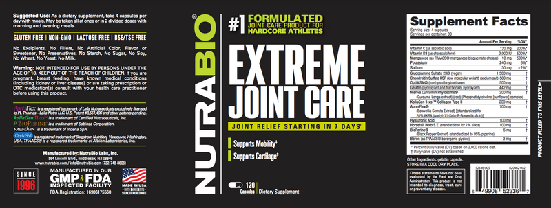 Extreme Joint Care - 120 Vegetable Capsules 